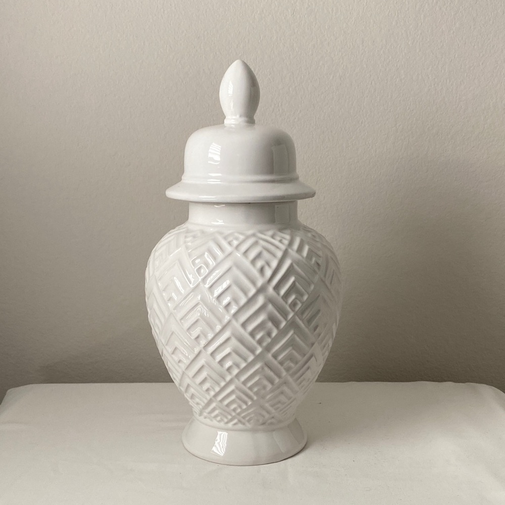 White Ceramic Decorative Jar